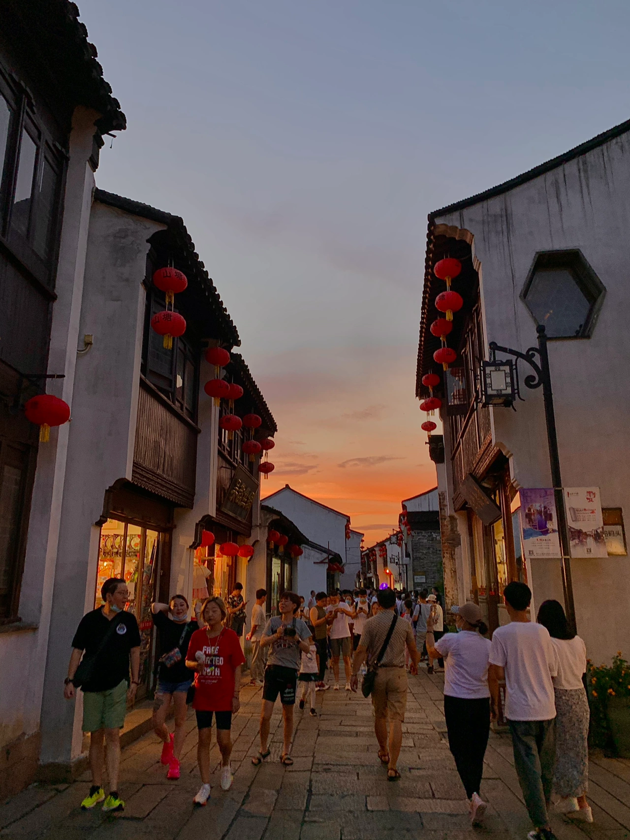 景色夕阳风景傍晚日落(入夜山塘 梦里江南)-喵神素材库