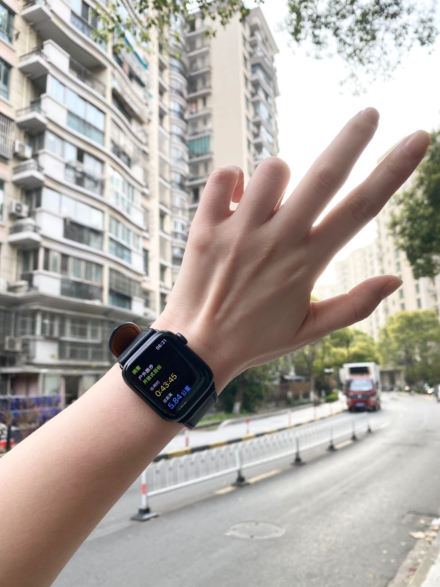 晨跑跑步运动健身打卡运动手表(今天晨跑5.8公里+8分钟跑后拉伸+15分钟帕梅拉肌肉力量增强+8分钟泡沫轴按摩)-喵神素材库