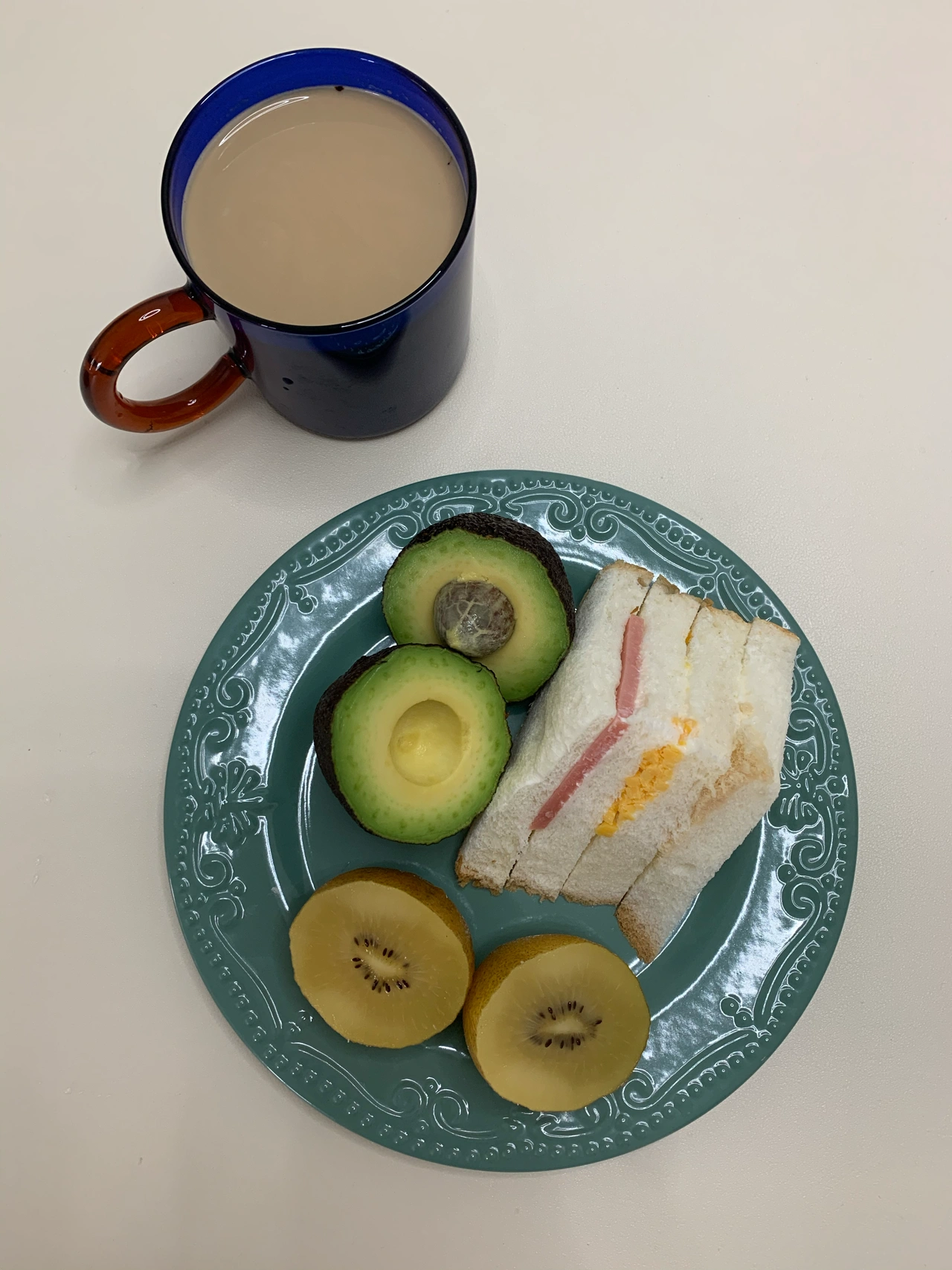 早餐美食面包水果牛奶煎蛋水煮蛋(三明治牛油果奇异果拿铁)-喵神素材库