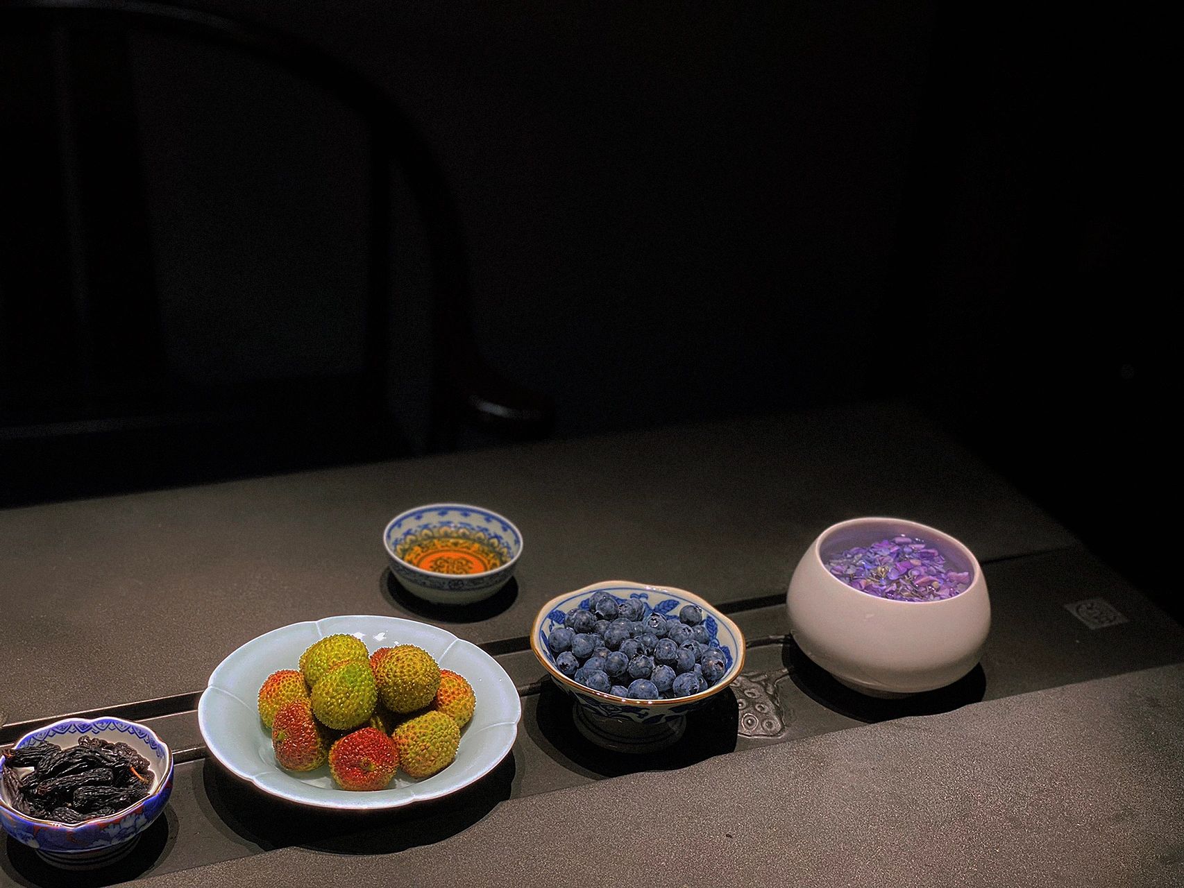 喝茶茶具茶器煮茶泡茶茶台茶艺夜茶水果荔枝(喝茶之前只盼秋天喝茶之后四季皆期待)-喵神素材库