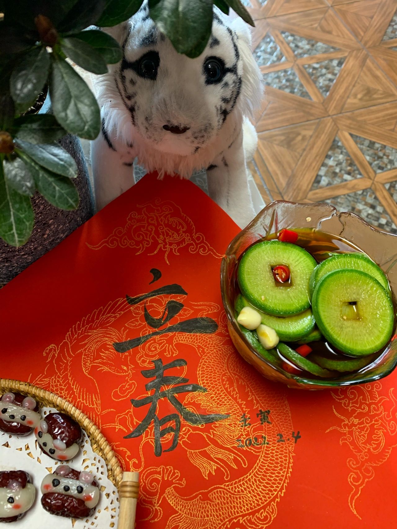 下午茶春联甜点水果仪式感( 冰墩墩)-喵神素材库