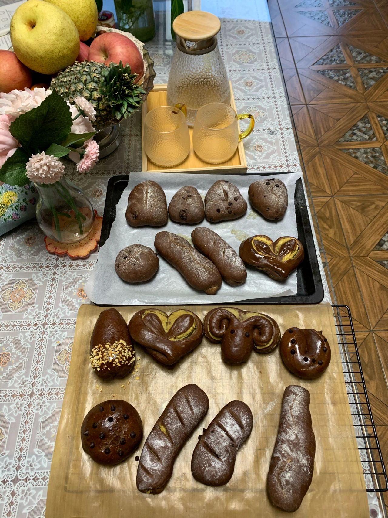 制作美食面包烘焙鲜花水果(巧克力面包)-喵神素材库