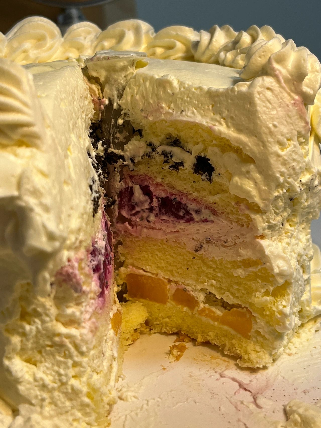 甜点甜品蛋糕水果蛋糕生日蛋糕(选了很久的蛋糕！！！三层夹心！！动物奶油！！！超美味！)-喵神素材库