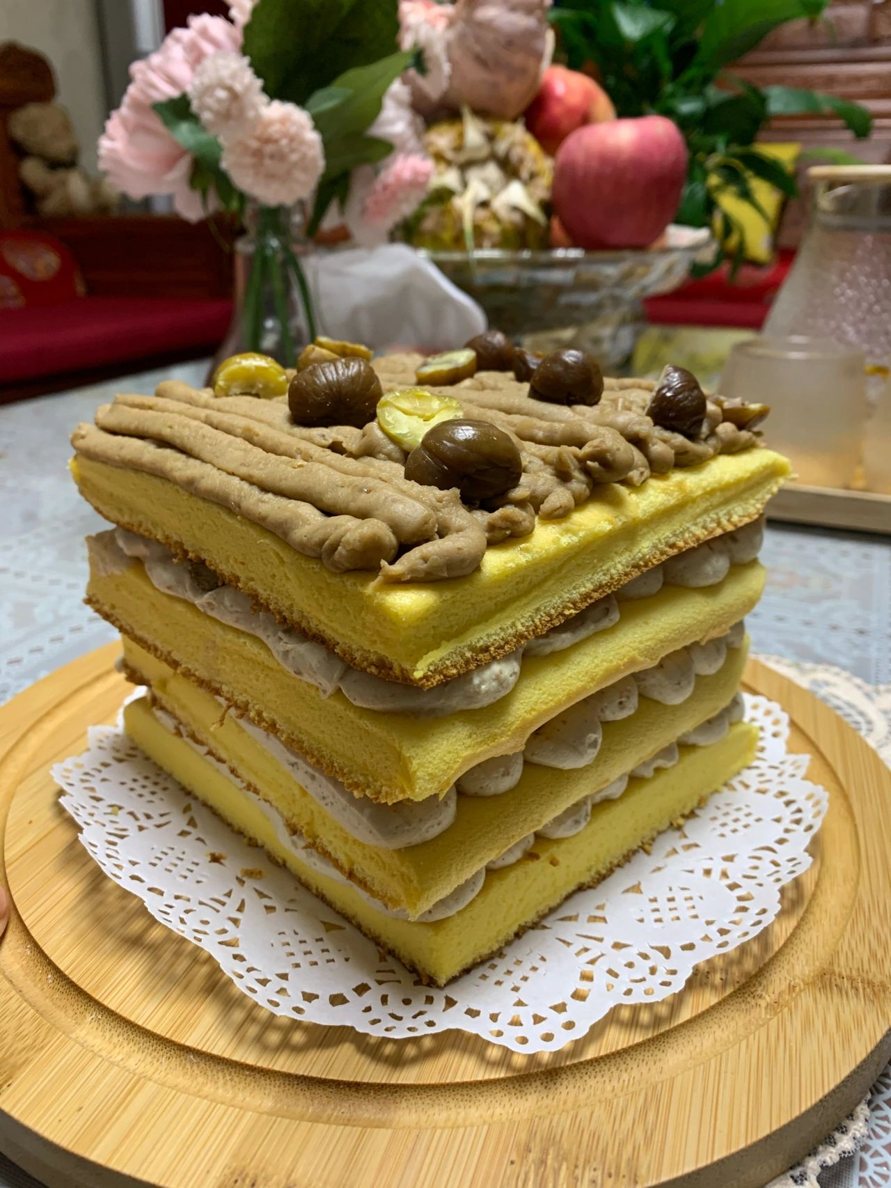 制作美食蛋糕栗子鲜花水果看剧(板栗蛋糕)-喵神素材库