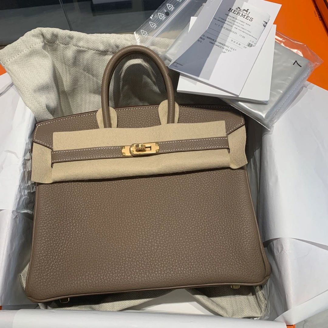 4爱马仕birkin25大象灰奢饰品购物礼物(Birkin25 大象灰金)-喵神素材库