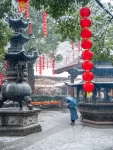 3下雪雪景景点冬天旅游(杭州雪中的法喜寺浪漫至极)-喵神素材库