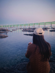 大海，旅游，自拍，美女，傍晚(感觉傍晚去拍感觉会更好 中午阳光太刺眼了照片曝光度高\\t)-喵神素材库