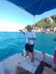 2三亚海钓旅行儿童写真钓鱼(海水很蓝很清澈，小朋友好开心)-喵神素材库