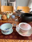 茶喝茶茶艺茶杯(这粉色小盘和新到的盖碗太搭了，午茶开喝)-喵神素材库