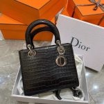 4迪奥 Dior黑银雾面鳄鱼包奢饰品女士包包(我的包包)-喵神素材库