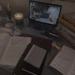 加班，晚上，书桌，笔记本( 我真的太喜欢啦嘻嘻，这是唯一舍不得用完的香薰蜡烛惹)-喵神素材库