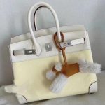 3奢侈品购物收到礼物开箱女包爱马仕(小鸡黄拼奶昔白帆布 神仙配色)-喵神素材库