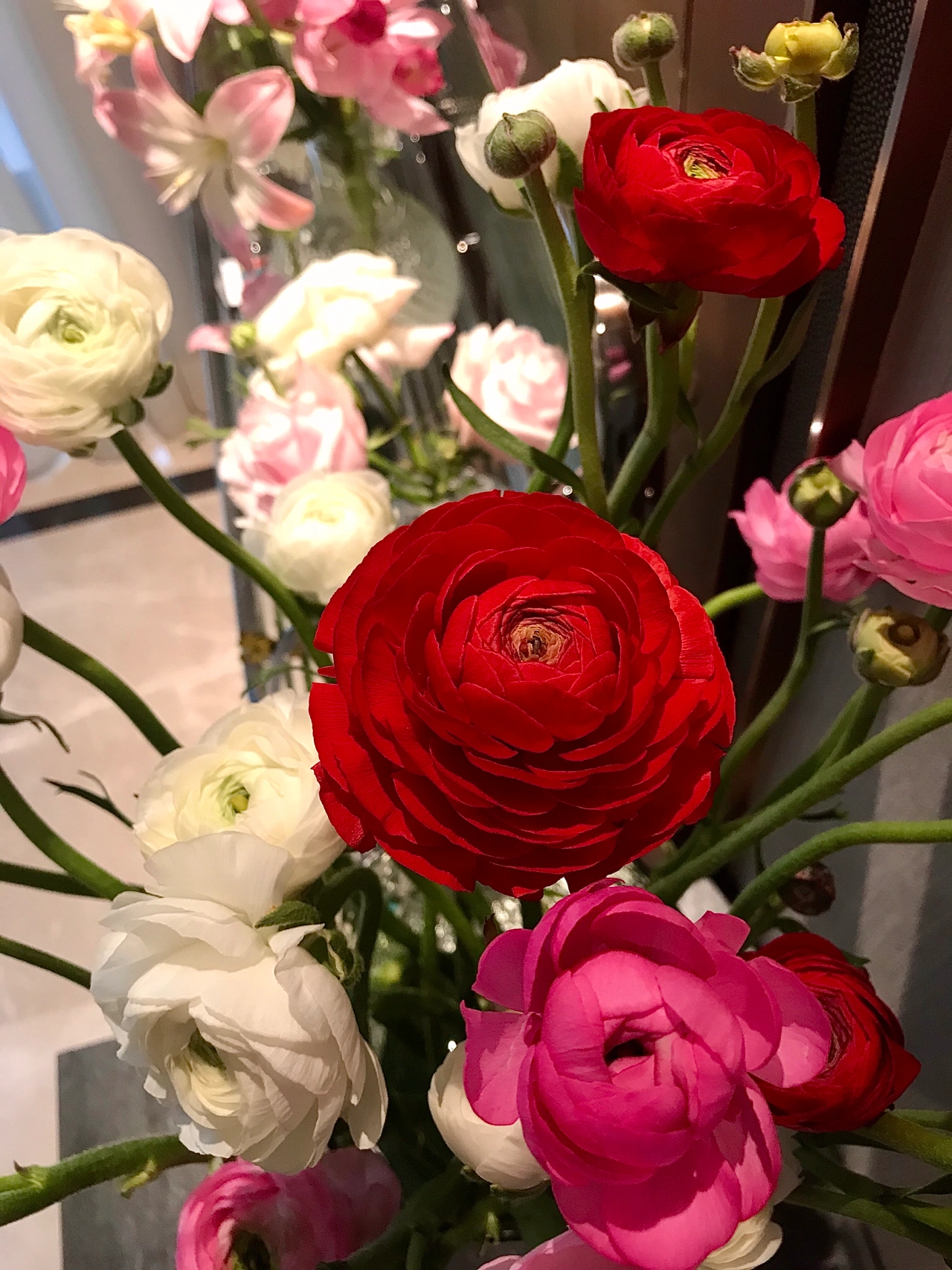 鲜花花卉插花(鲜花的搭配，总在不经意间]颜值提高了不少半个月了前买的火焰兰意外的搭配新买的粉色玫瑰，碰撞出了不一样的火花)-喵神素材库